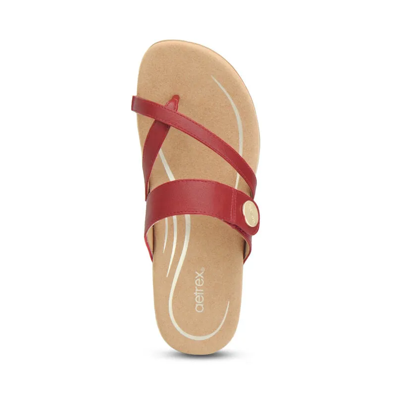 Aetrex Women's Izzy Adjustable Slide Sandal - Red SE228