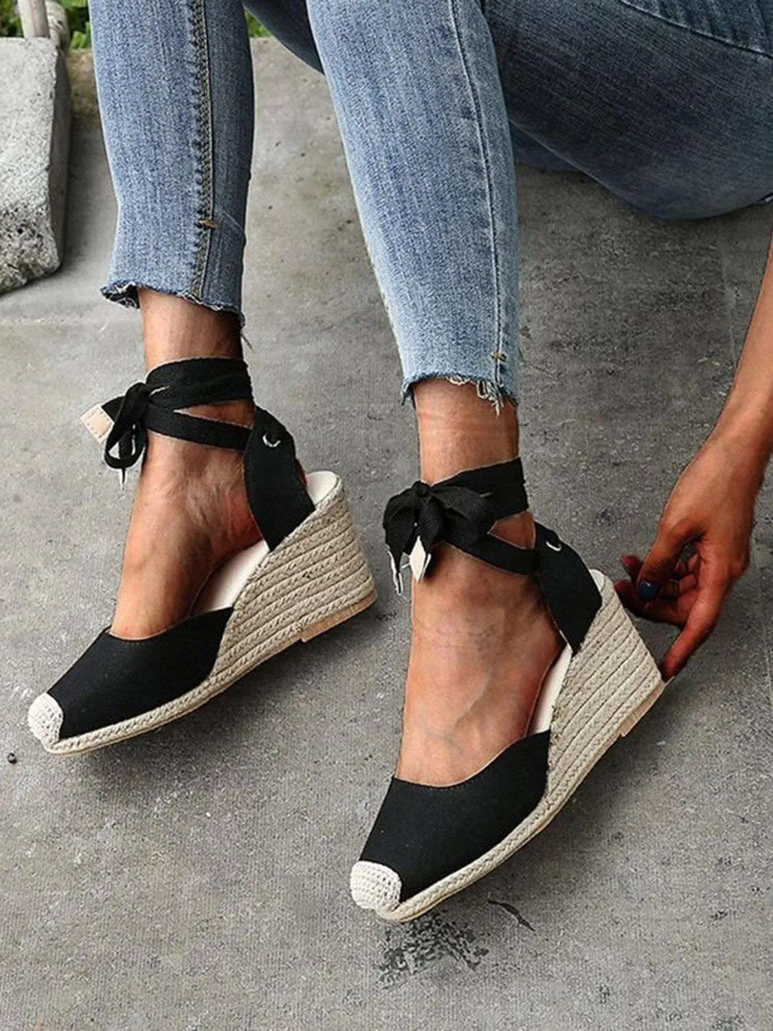 Bandage Gradient Heel Casual Sandals