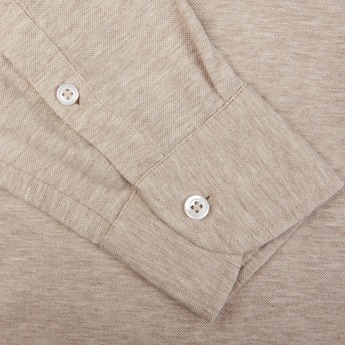 Beige Cotton Jersey Popover Shirt