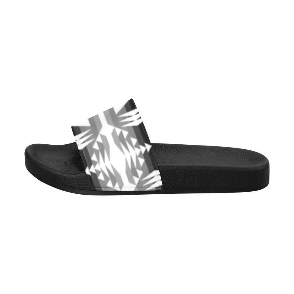 Between the Mountains Black and White Men's Slide Sandals