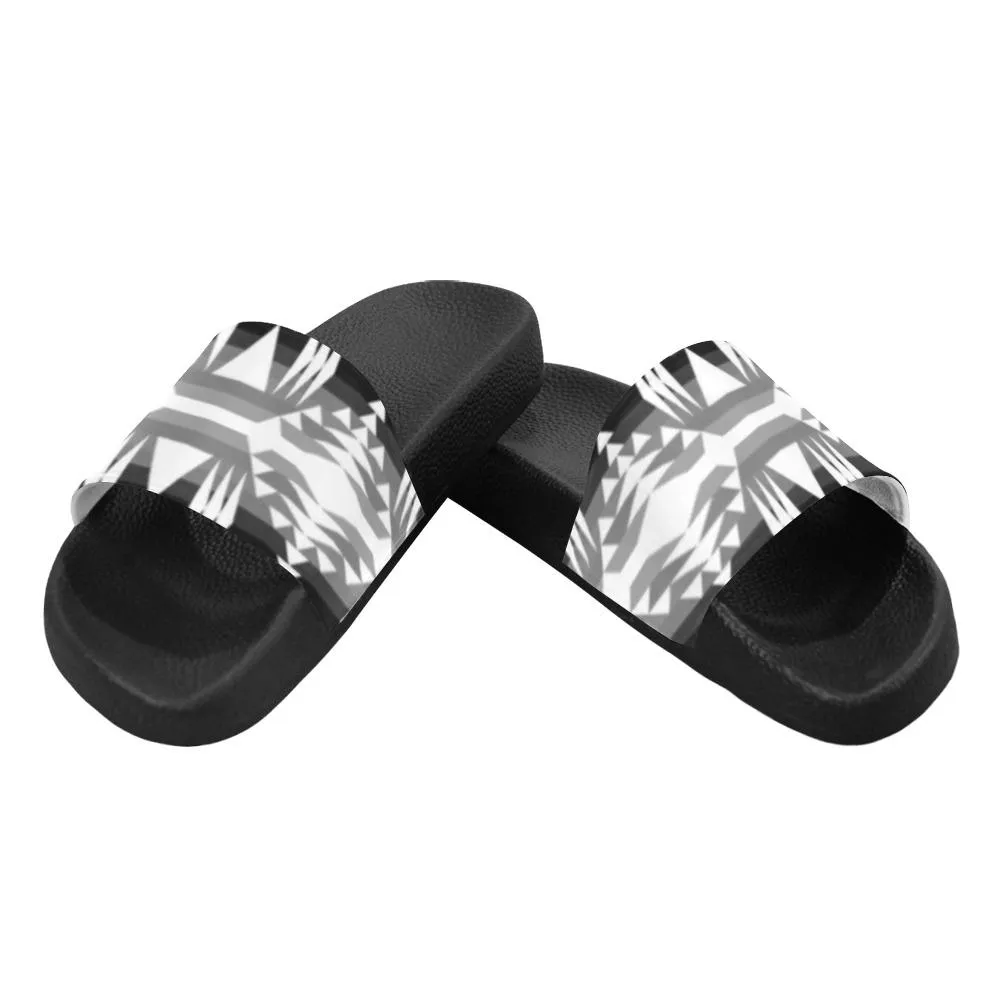 Between the Mountains Black and White Men's Slide Sandals