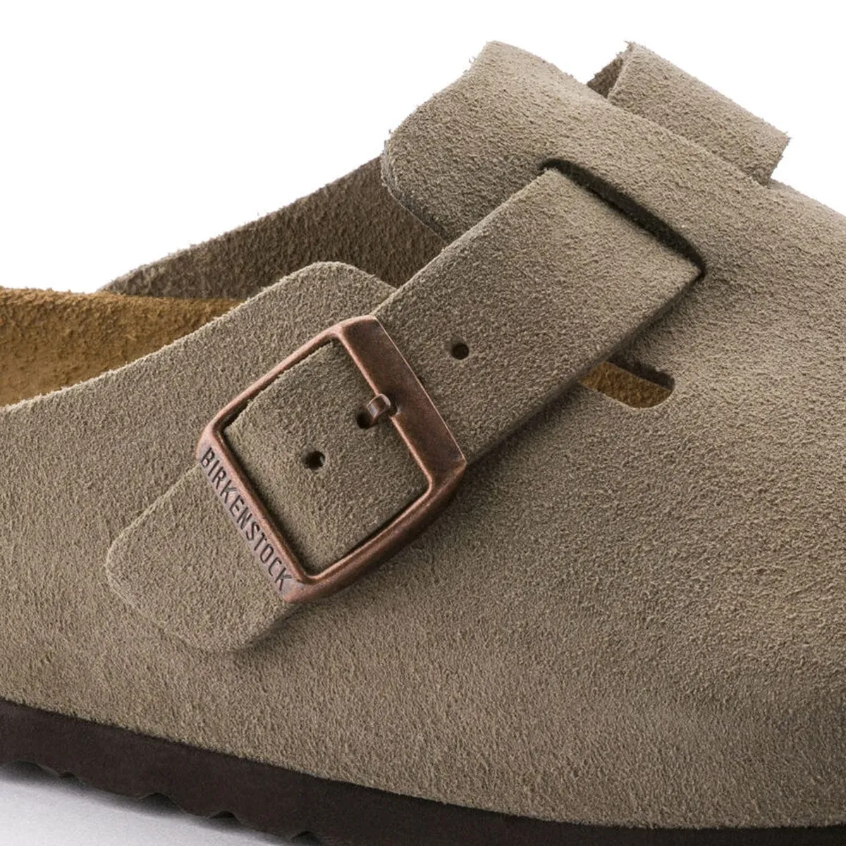 Birkenstock Boston Soft Footbed Narrow Taupe Suede