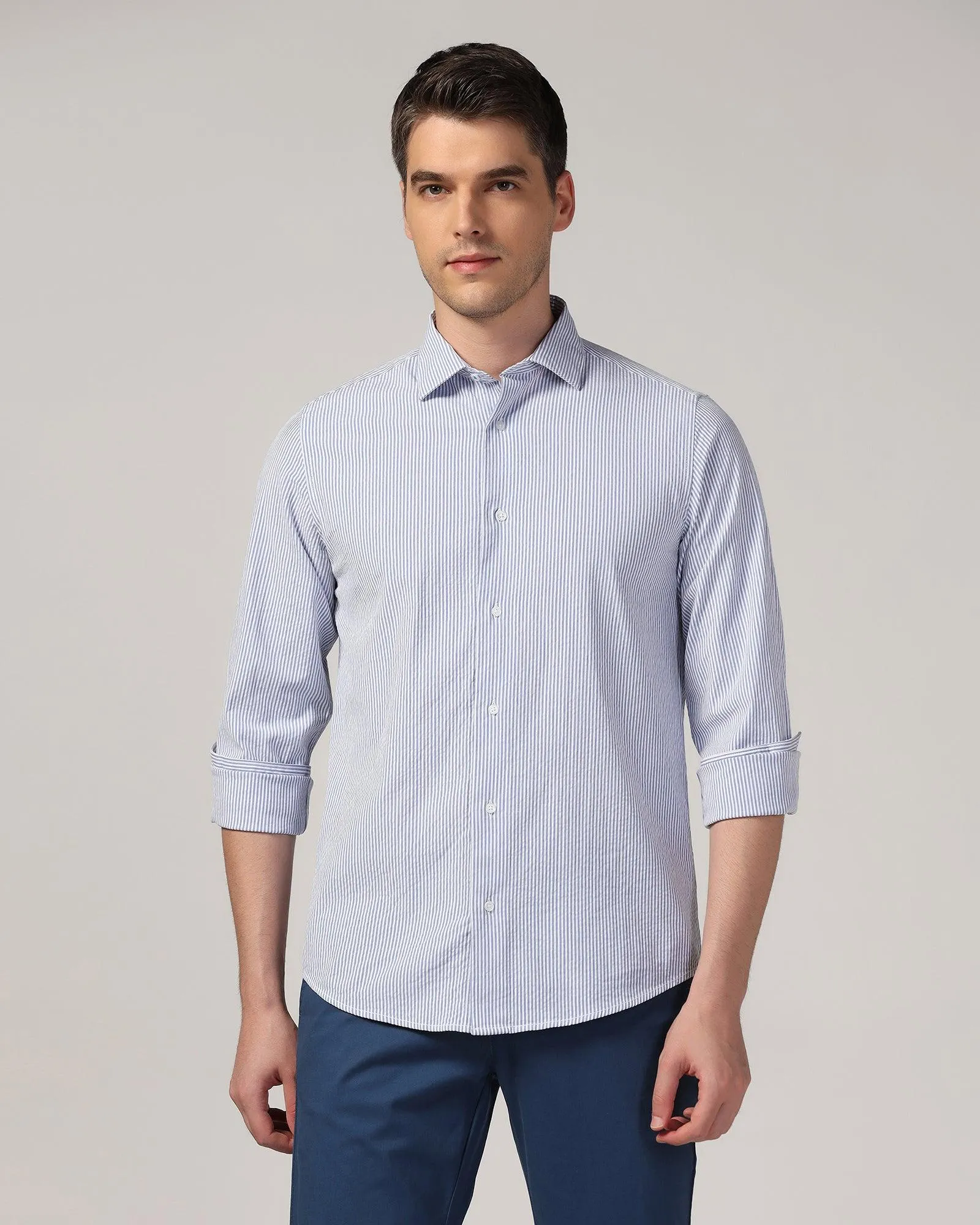 Casual Blue Stripe Shirt - Taffy