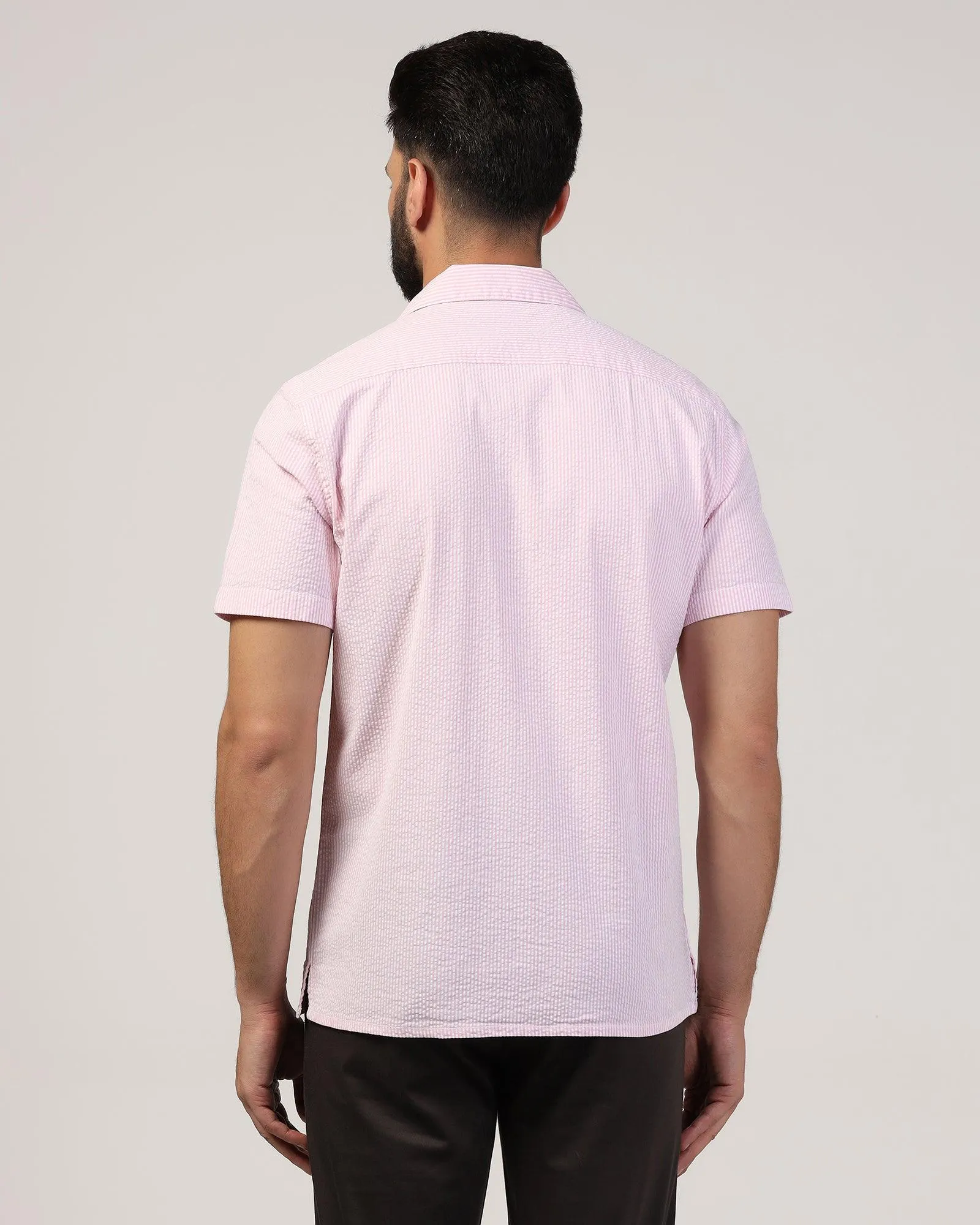 Casual Half Sleeve Pink Textured Shirt - Jaffy