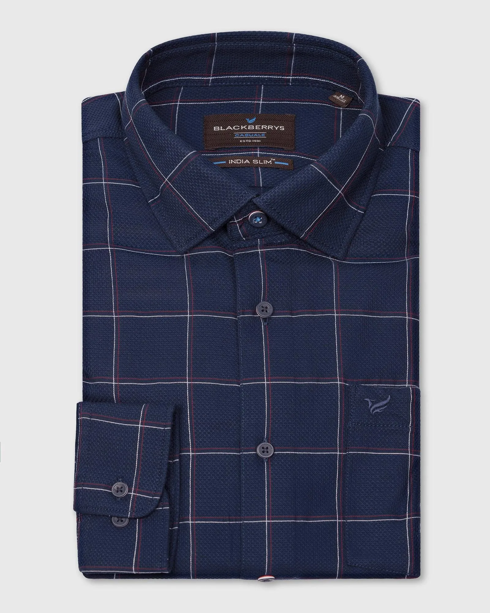 Casual Navy Check Shirt - Wilson