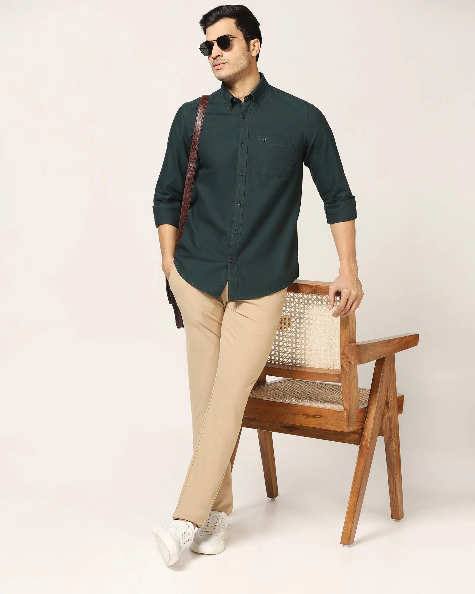 Casual Olive Solid Shirt - Vonic