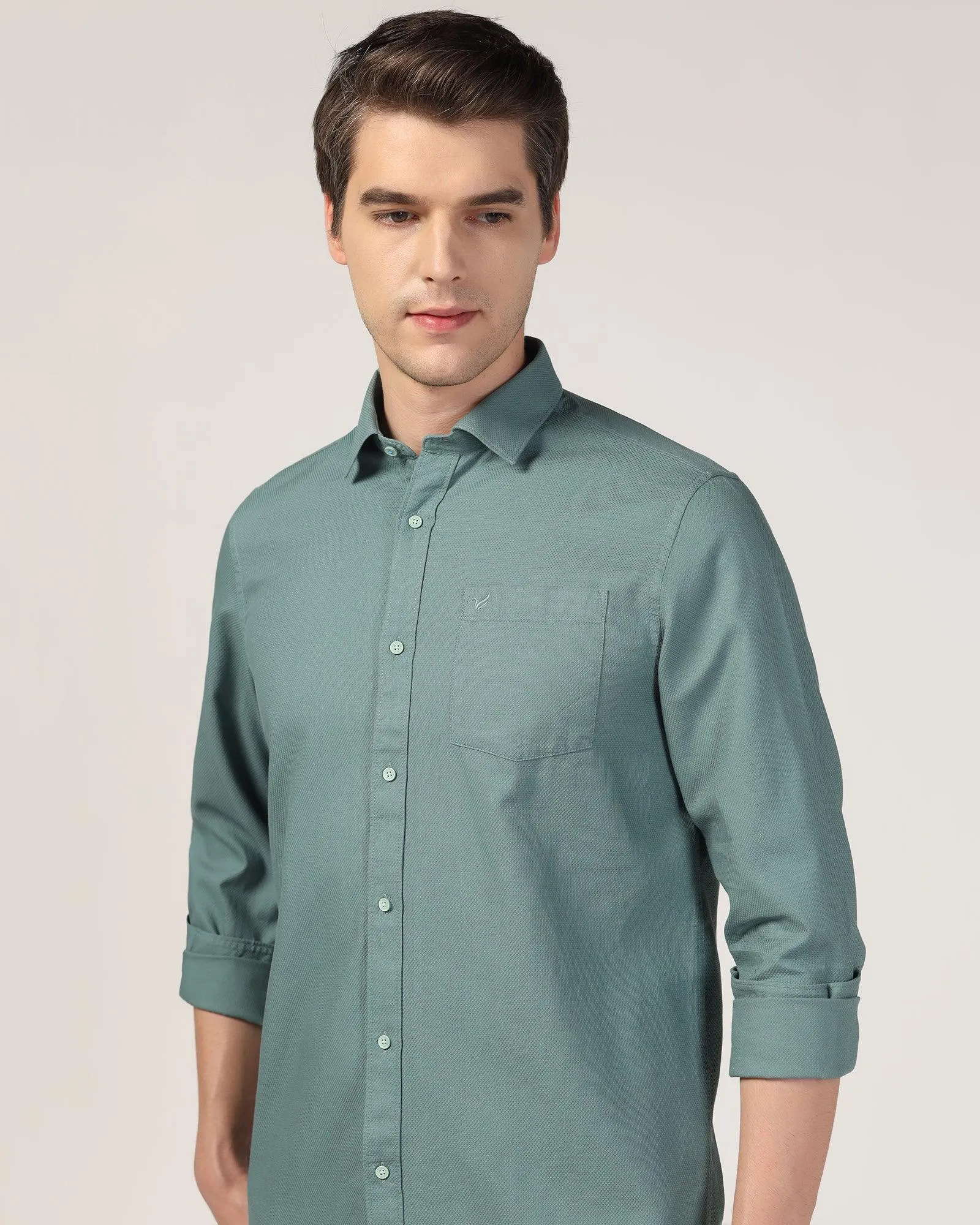 Casual Olive Textured Shirt - Colt