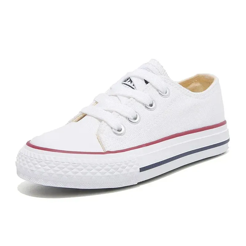 Children Canvas Shoes Fashions Lace-up Low-top Boy Sneakers Girl Running Sports Shoes Breathable Wear-resistant Kids Casual Shoe