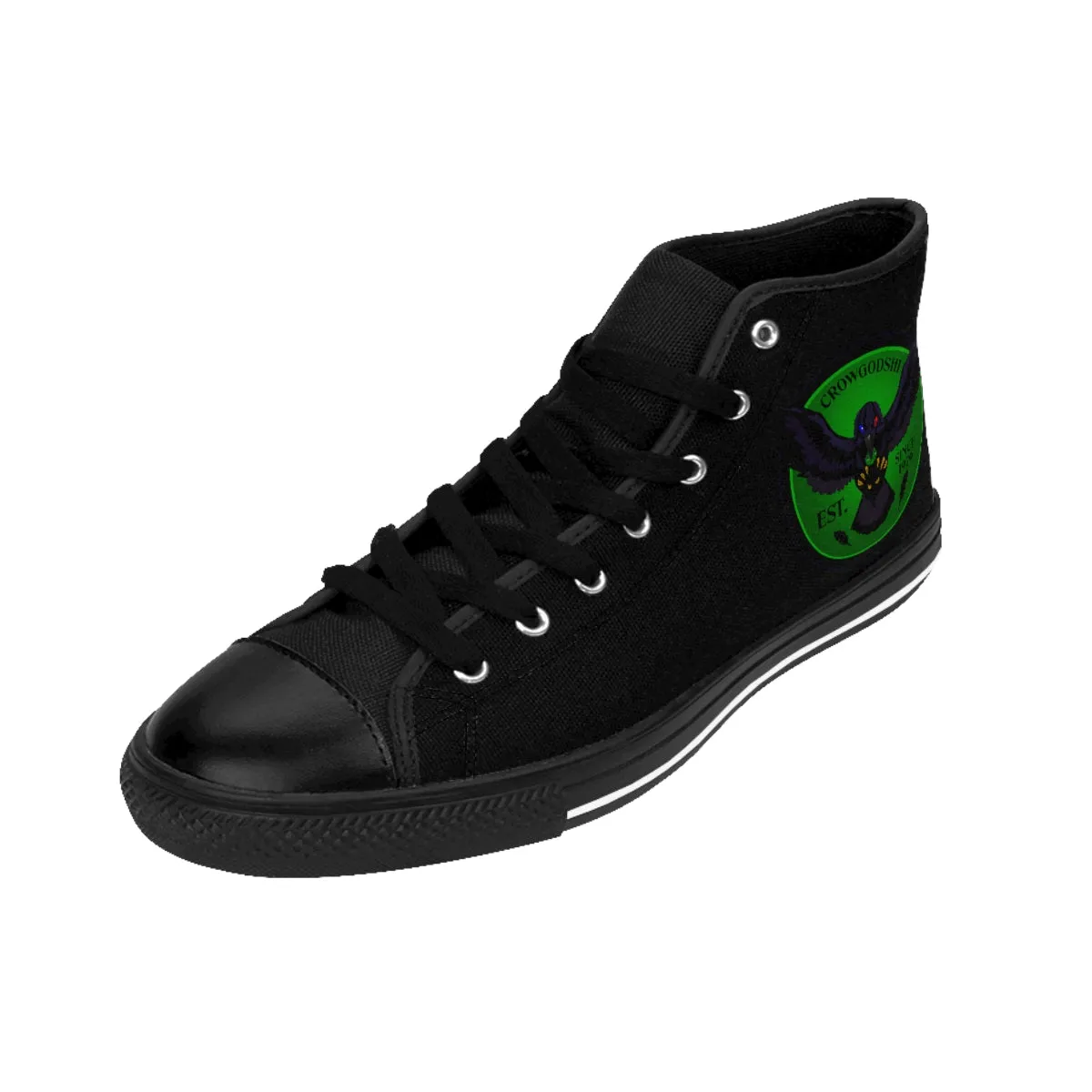 Crowgodshi 2nd Gen. High-Tops, Black on Black w/ GREEN LOGO