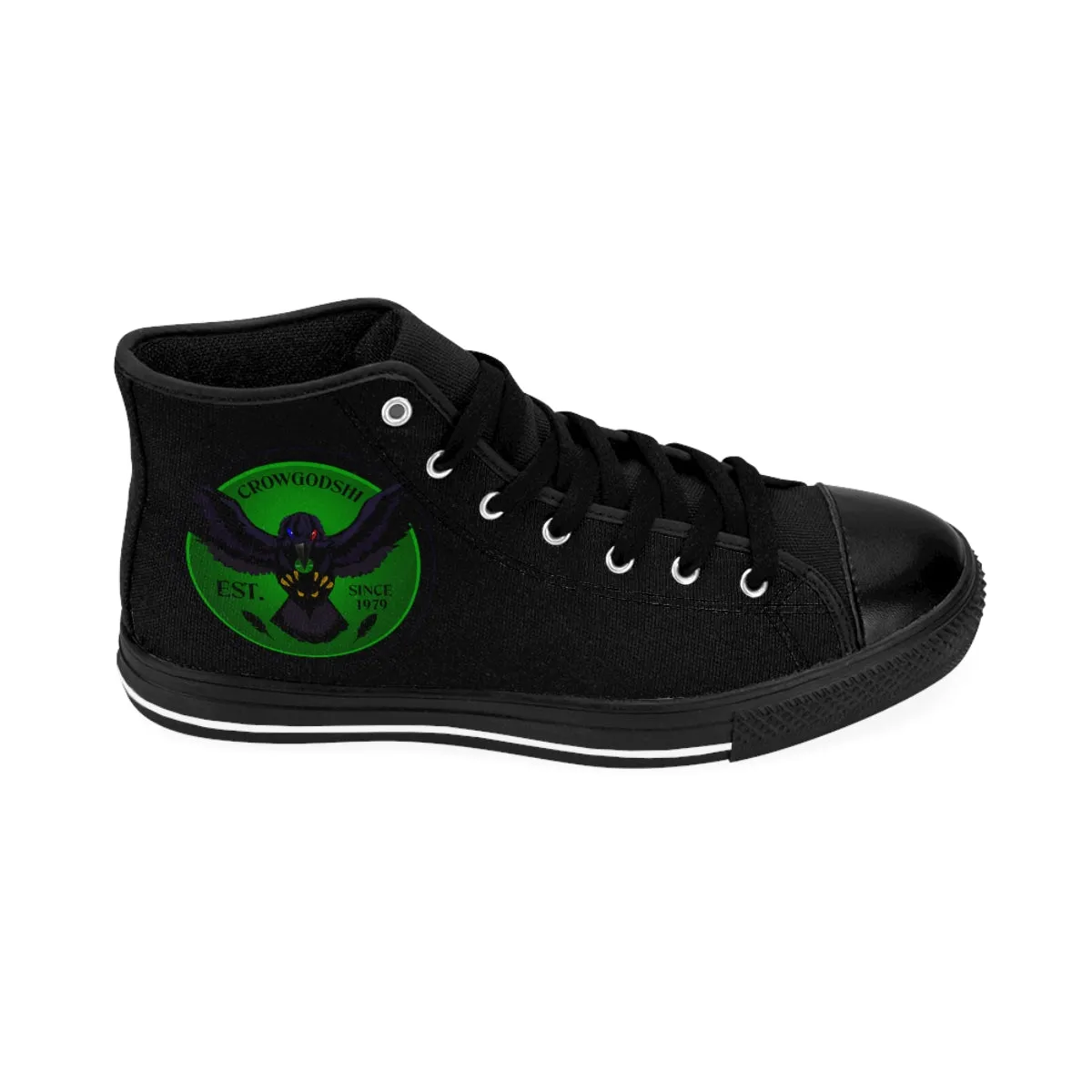 Crowgodshi 2nd Gen. High-Tops, Black on Black w/ GREEN LOGO