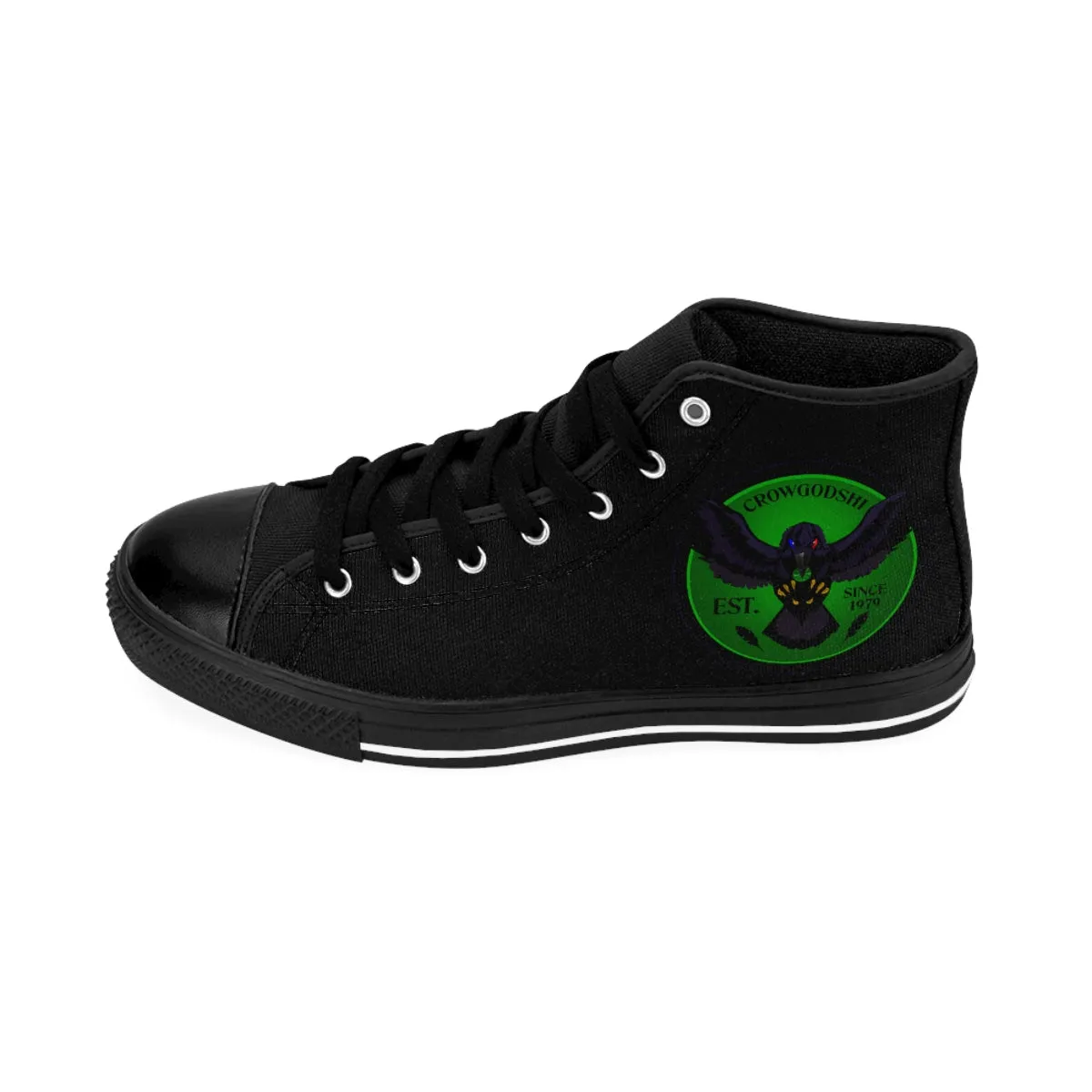 Crowgodshi 2nd Gen. High-Tops, Black on Black w/ GREEN LOGO