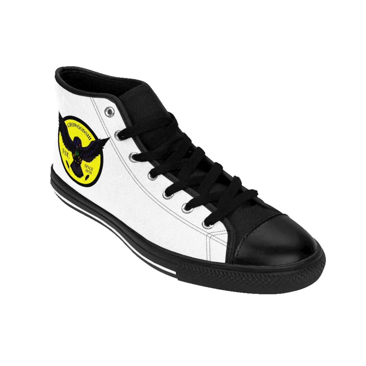 Crowgodshi 2nd Gen. High-Tops, White on White w/ YELLOW LOGO