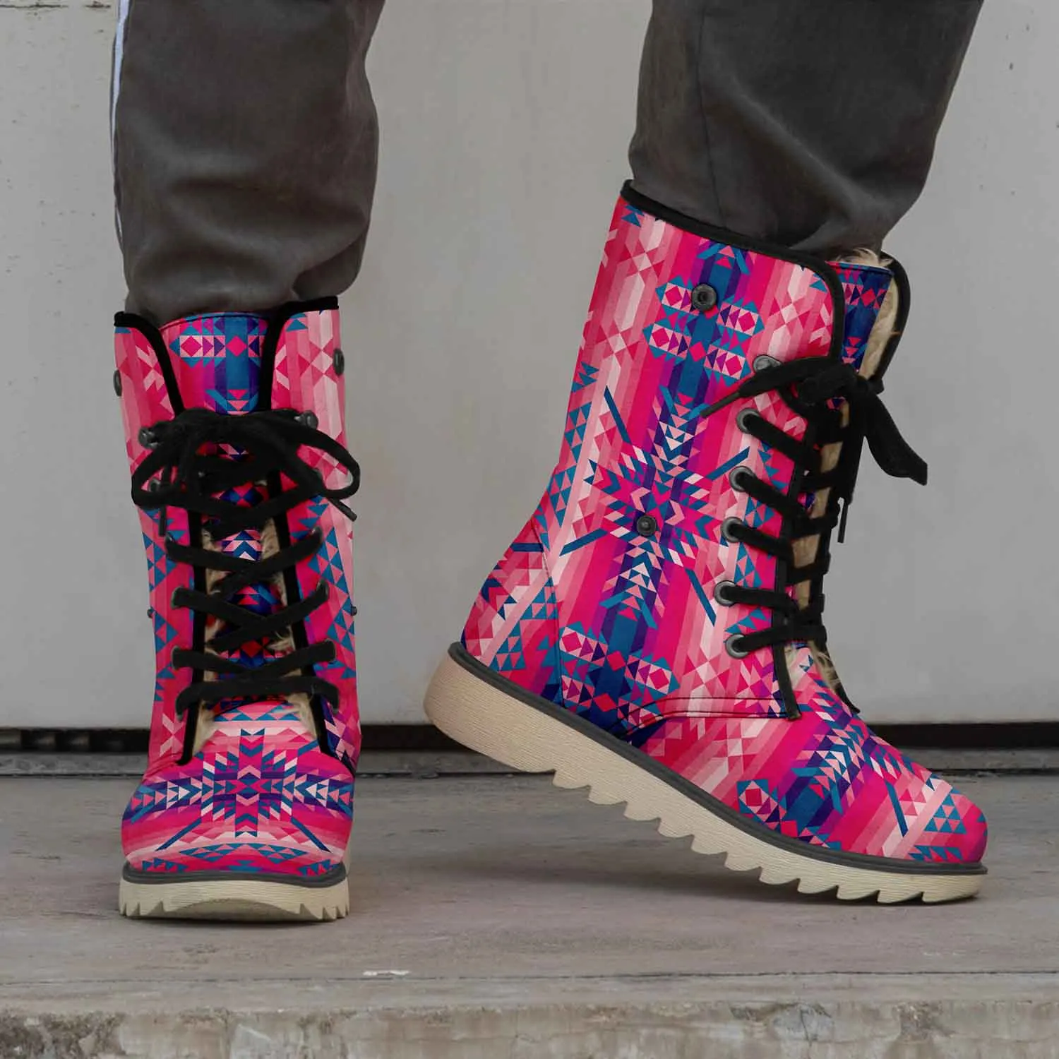 Desert Geo Blue Polar Winter Boots