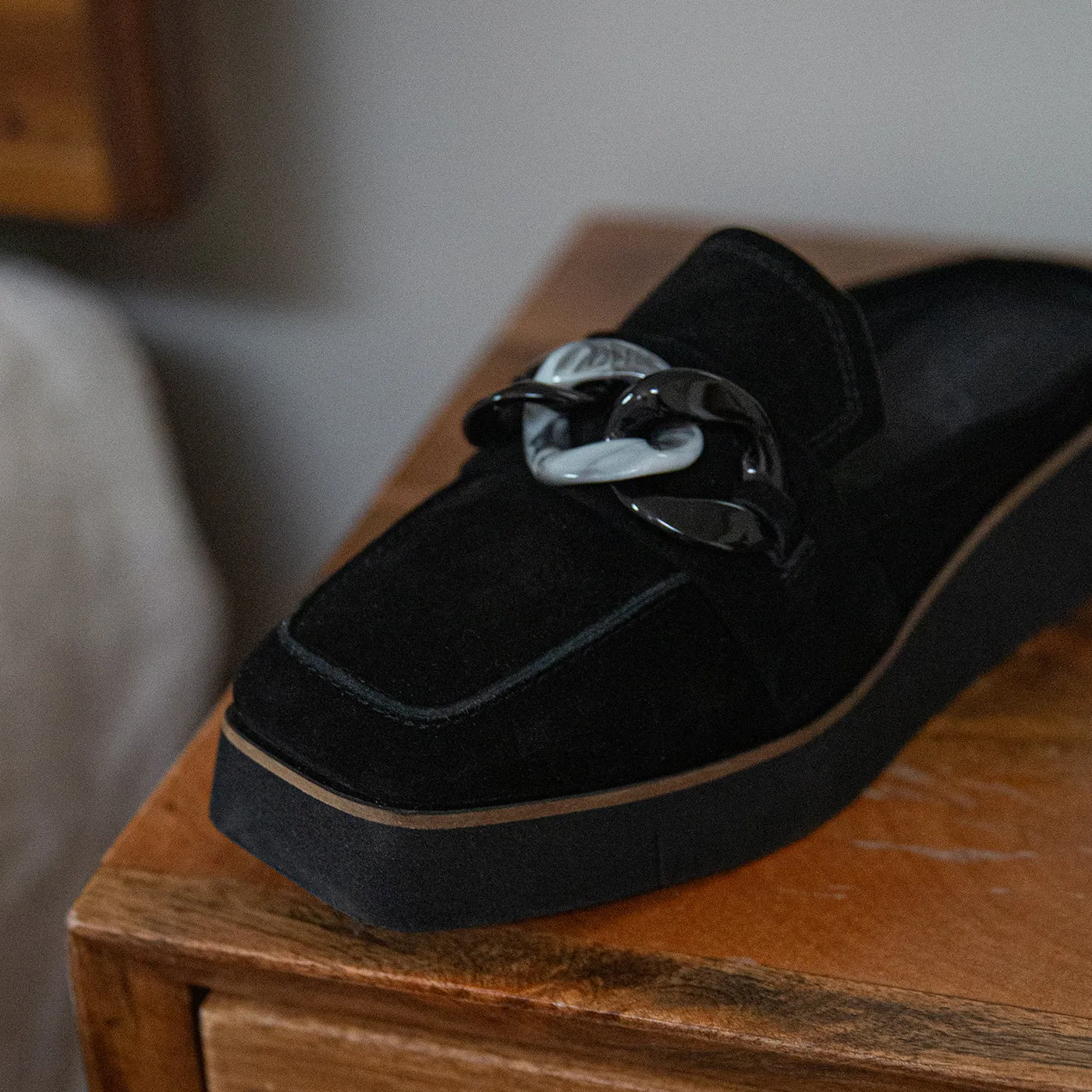 ELECT in BLACK SUEDE Platform Mules