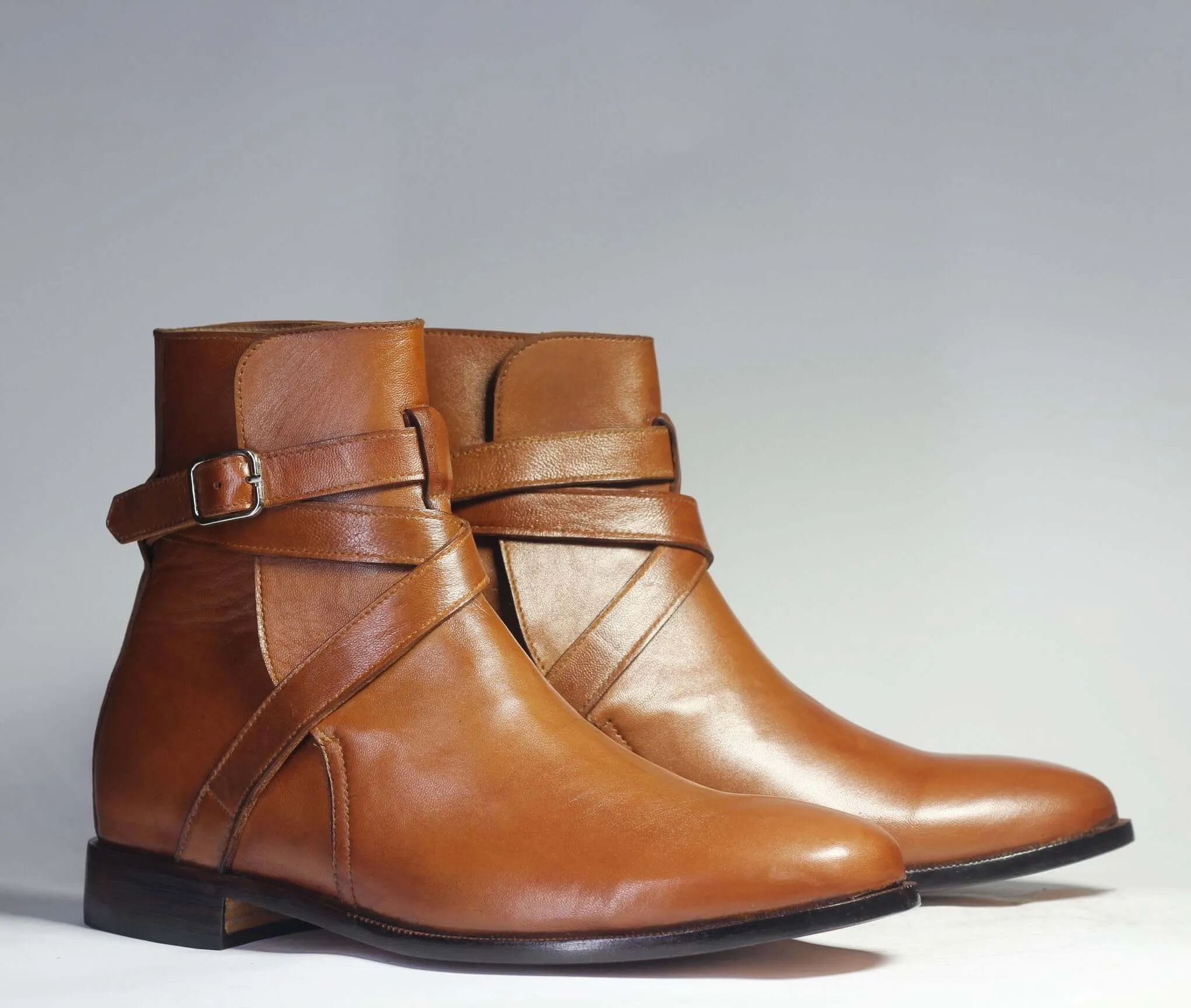 Handmade Brown Jodhpurs Leather Boots For Men's