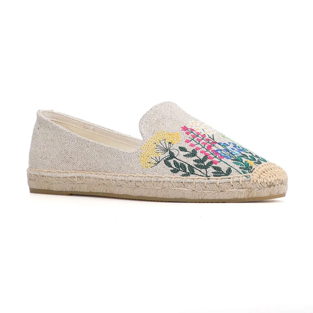 Handmade Embroidery Slip-On Espadrilles Flat Shoes