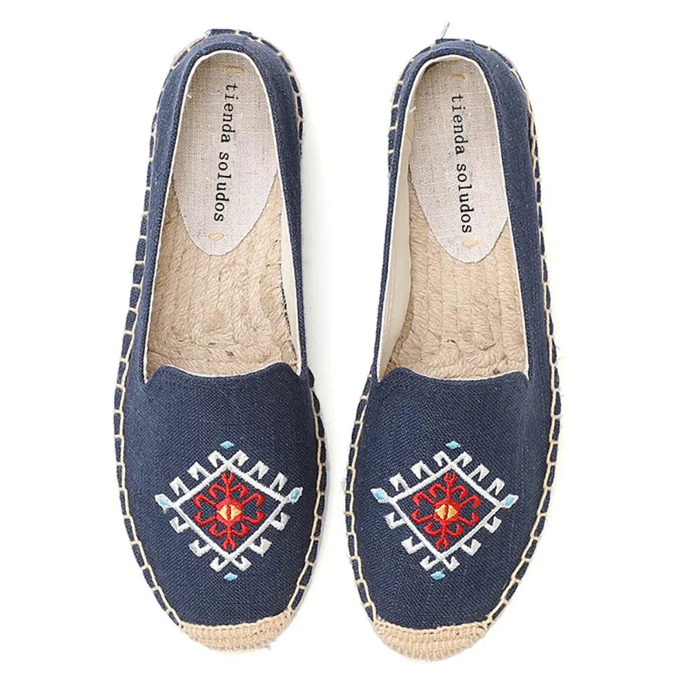 Handmade Embroidery Slip-On Espadrilles Flat Shoes