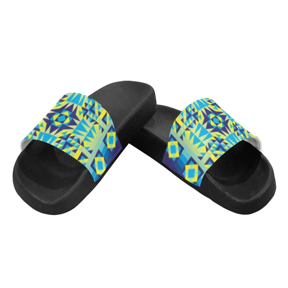 Kaleidoscope Jaune Bleu Women's Slide Sandals