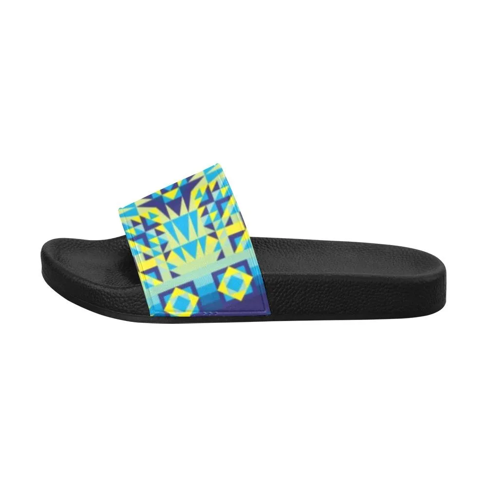 Kaleidoscope Jaune Bleu Women's Slide Sandals