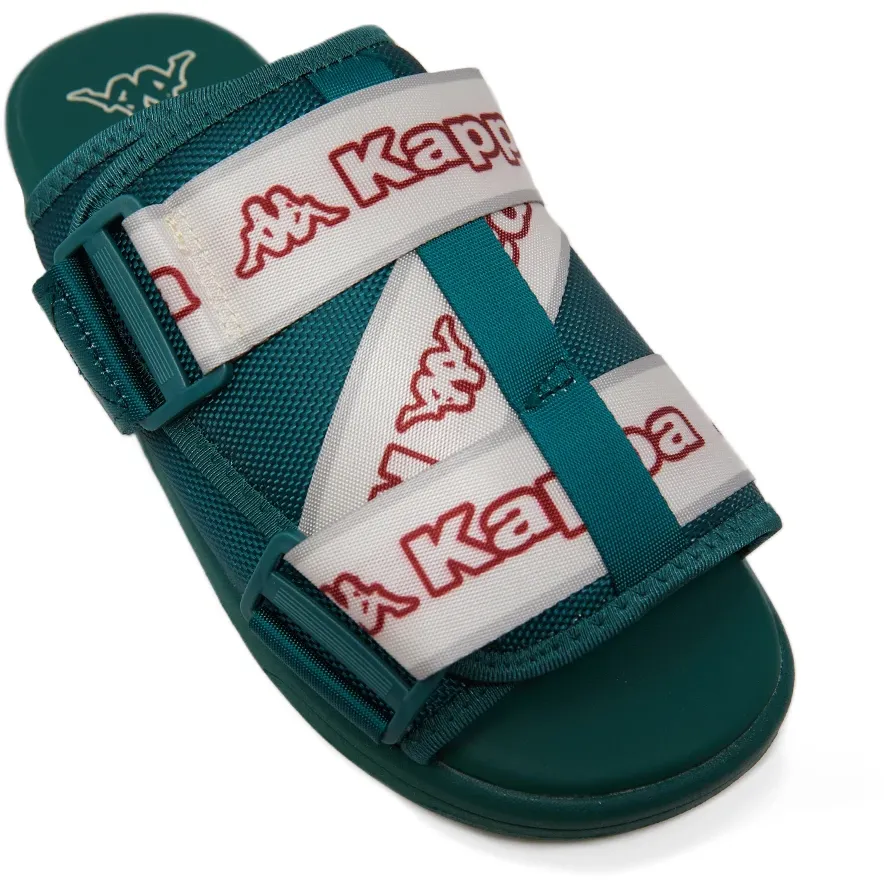 Kappa Logo Tape Kalpi Sandals - Dark Green / Red