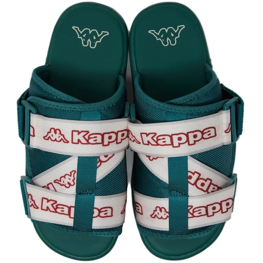 Kappa Logo Tape Kalpi Sandals - Dark Green / Red