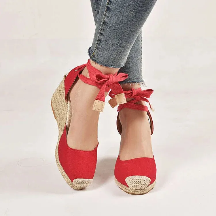 Liliane - Wedge Heel Espadrille Sandals with Ankle Strap