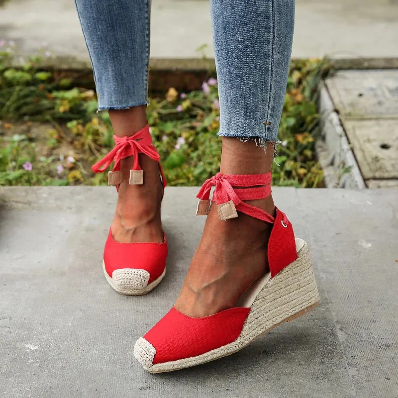 Liliane - Wedge Heel Espadrille Sandals with Ankle Strap