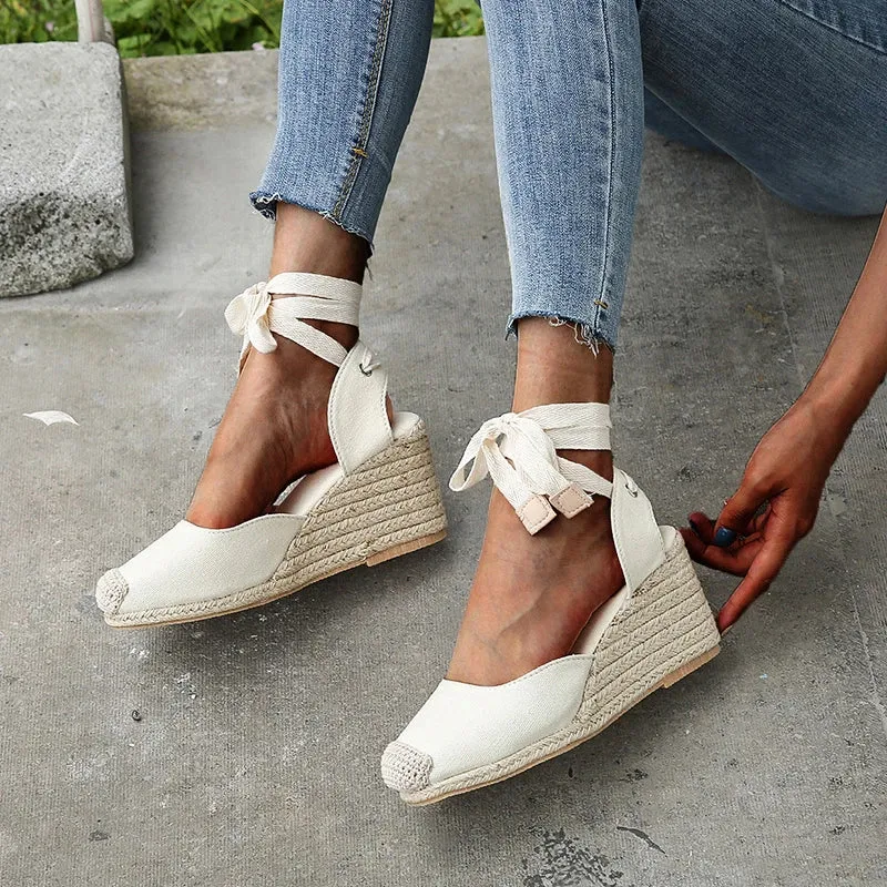 Liliane - Wedge Heel Espadrille Sandals with Ankle Strap