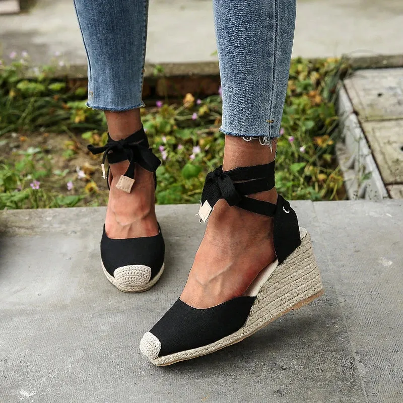 Liliane - Wedge Heel Espadrille Sandals with Ankle Strap