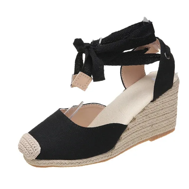 Liliane - Wedge Heel Espadrille Sandals with Ankle Strap