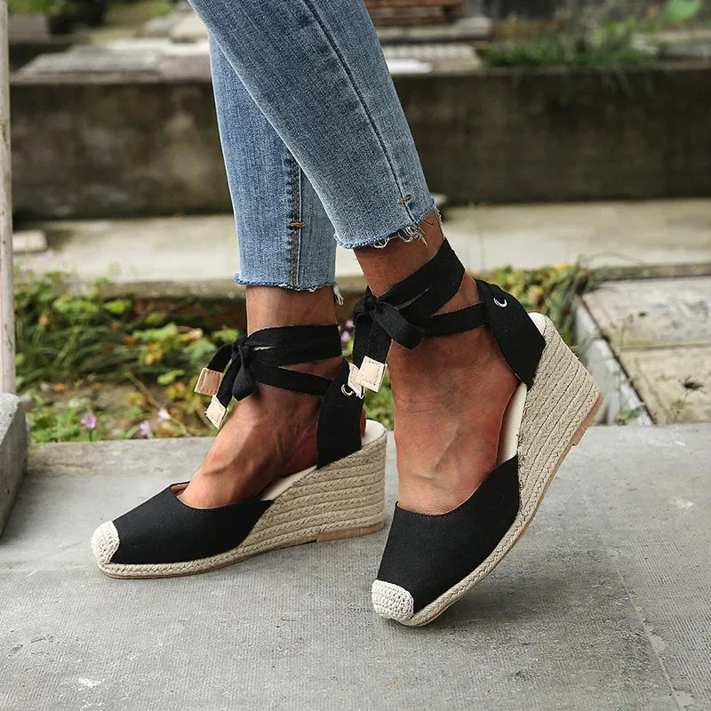 Liliane - Wedge Heel Espadrille Sandals with Ankle Strap