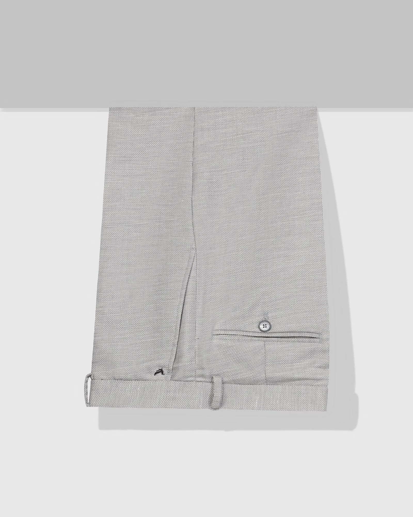 Linen Slim Comfort B-95 Formal Grey Textured Trouser - Commando