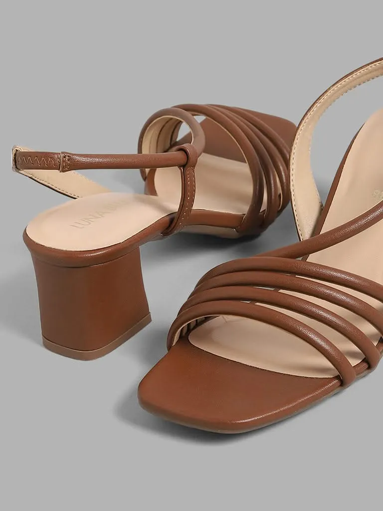 LUNA BLU Brown Strappy Sling-Back Sandals