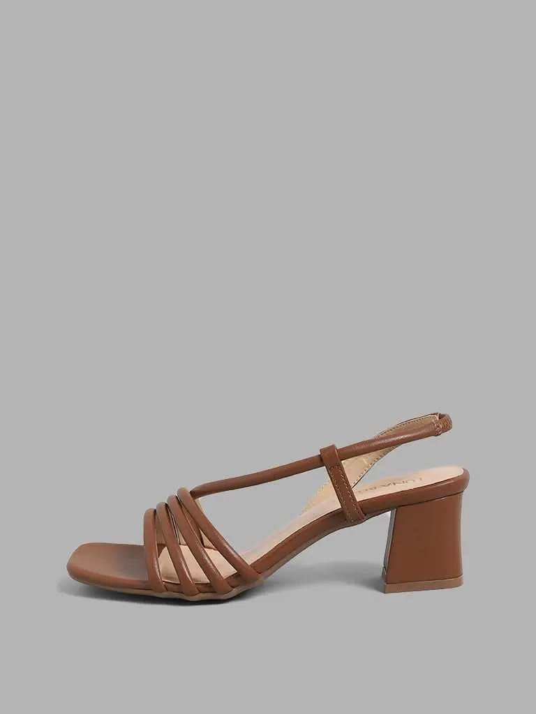 LUNA BLU Brown Strappy Sling-Back Sandals