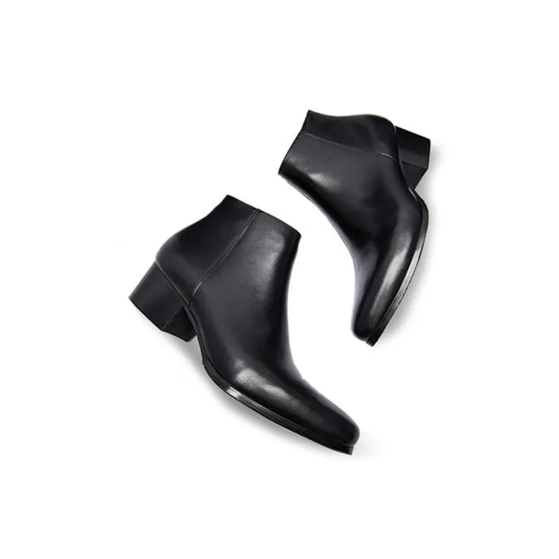 LuxeLeather Exotic Pointed Toe Heel Ankle Boots