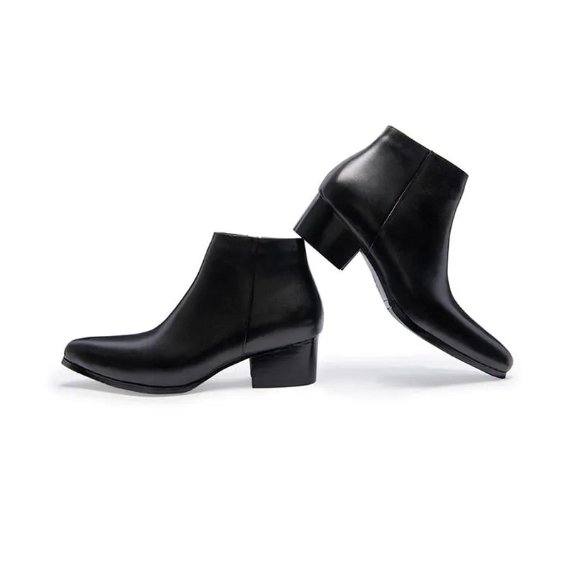 LuxeLeather Exotic Pointed Toe Heel Ankle Boots