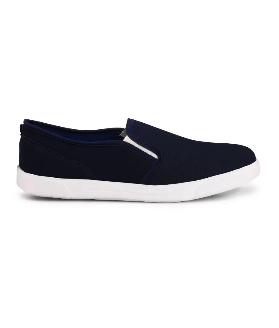 Men Blue Slip-On Canvas Casual Shoes