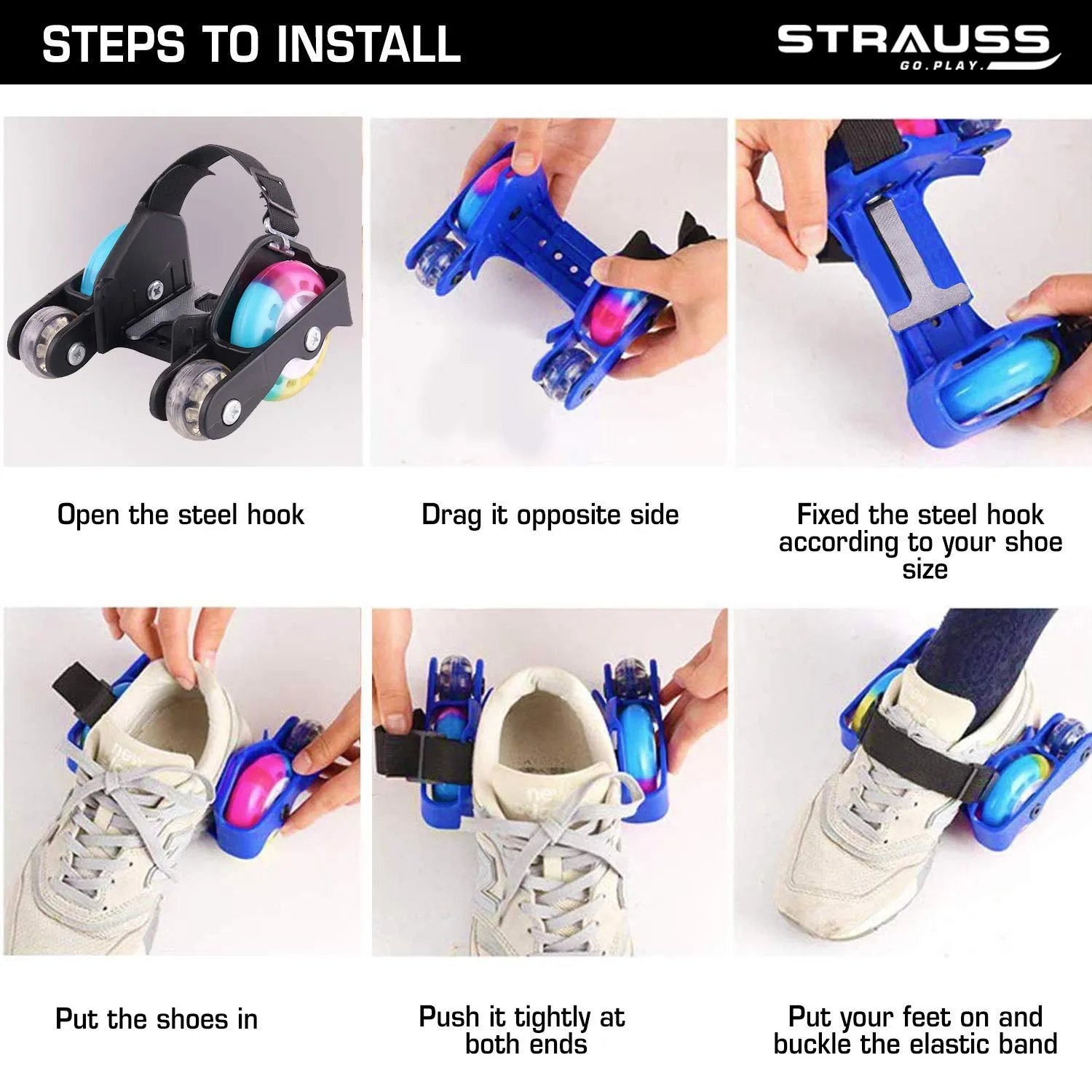 Multicolor Strauss Street Quad Roller Skates: Gliding with LED Wheels