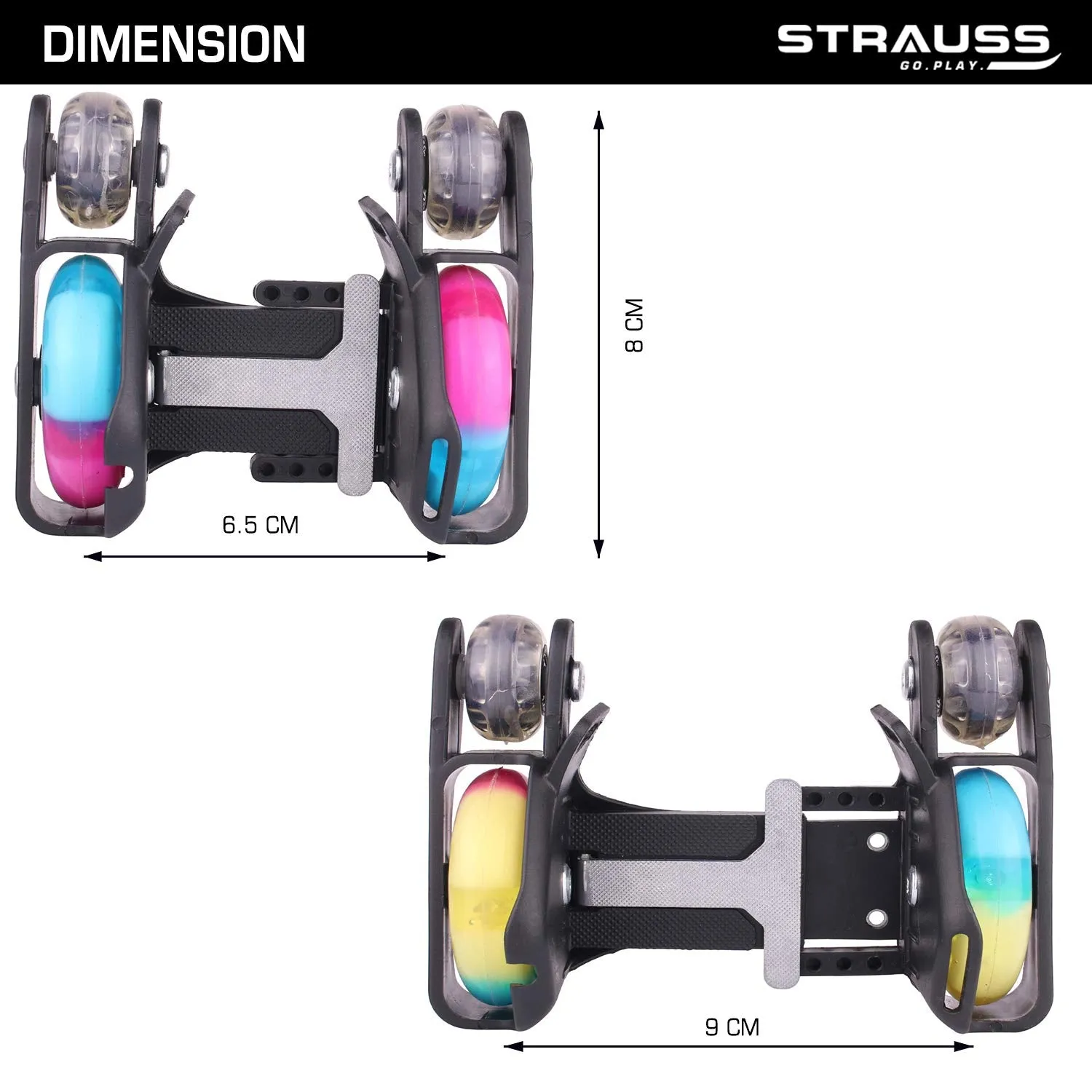 Multicolor Strauss Street Quad Roller Skates: Gliding with LED Wheels