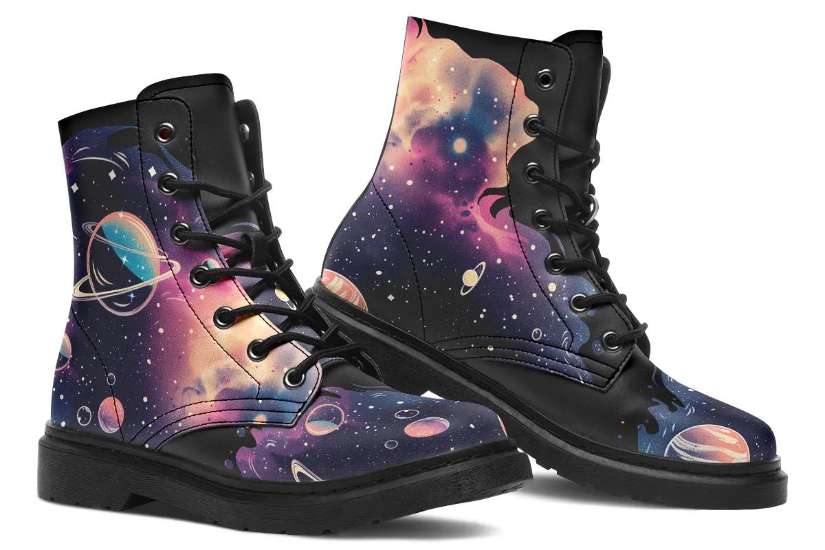 Nebula Boots - Vegan Leather Doc-Style Boots with Durable Stitched on Soles