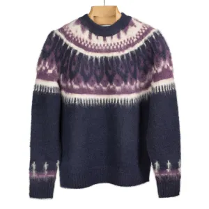 Nordic sweater in navy blue and deep purple wool