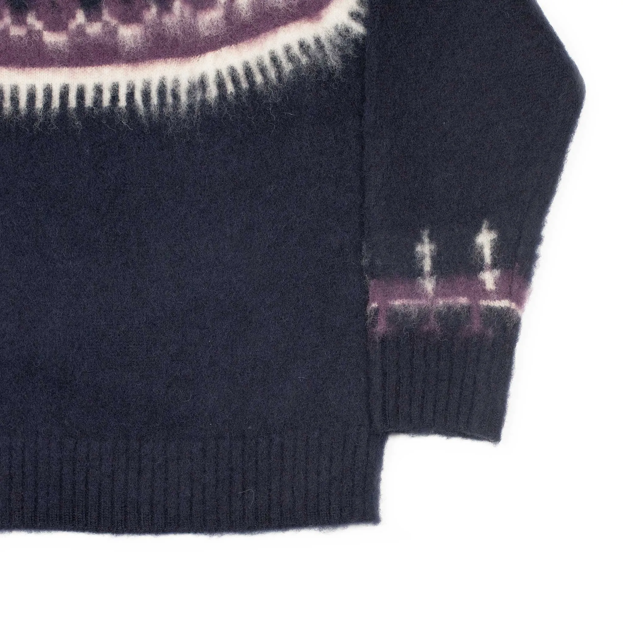 Nordic sweater in navy blue and deep purple wool