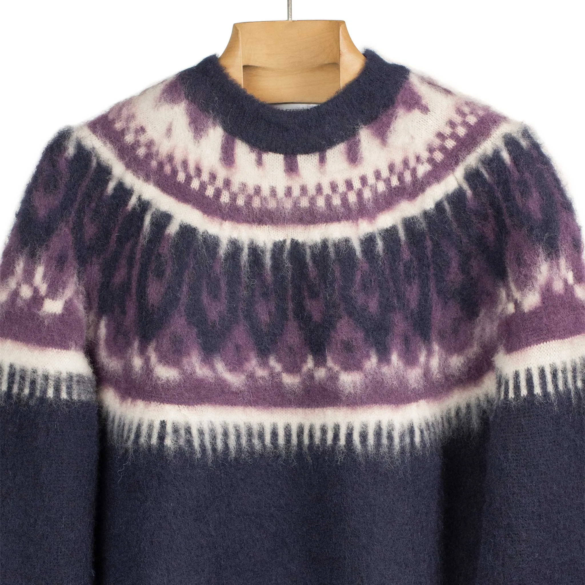 Nordic sweater in navy blue and deep purple wool