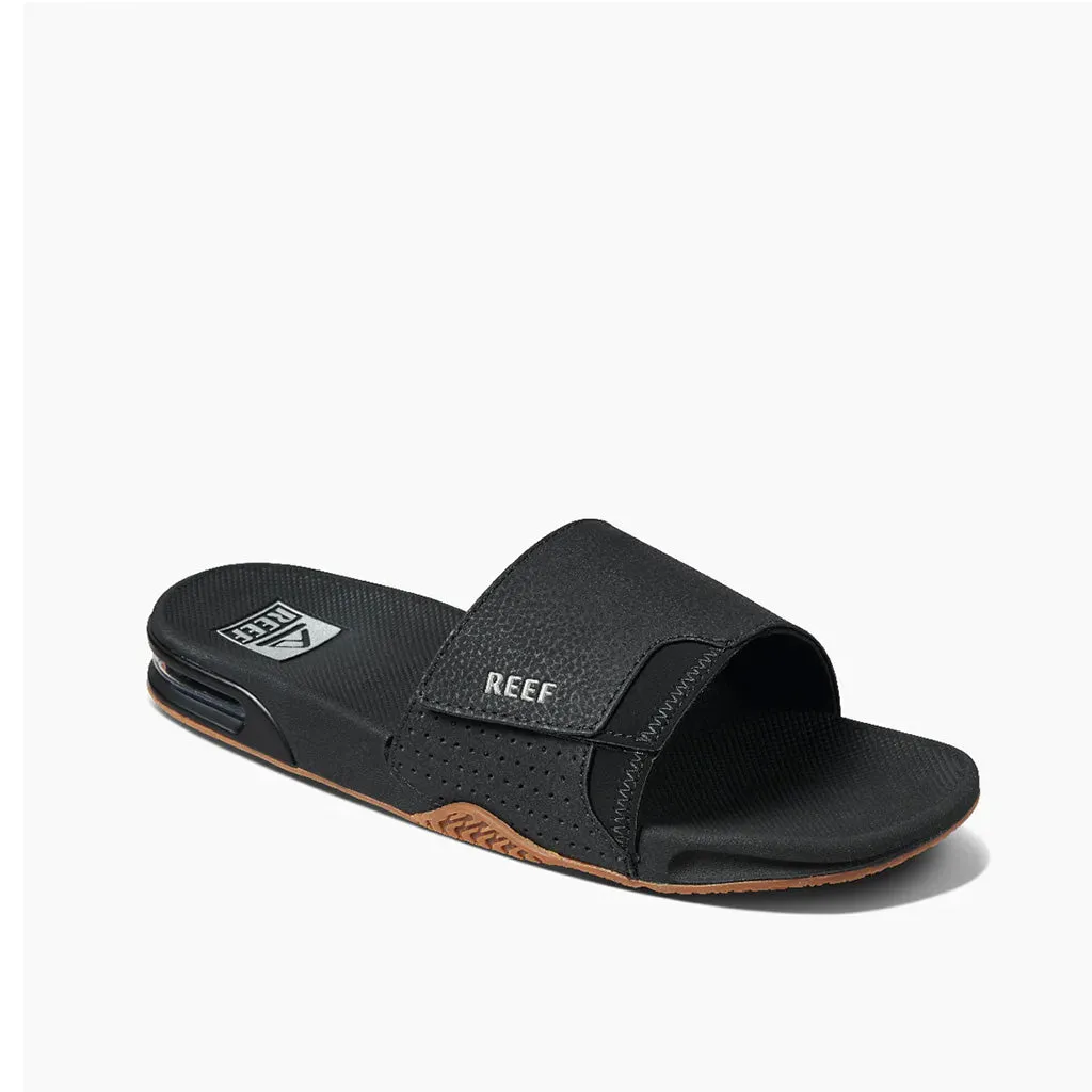 Reef Mens Fanning Slide Sandal  - Black/Silver