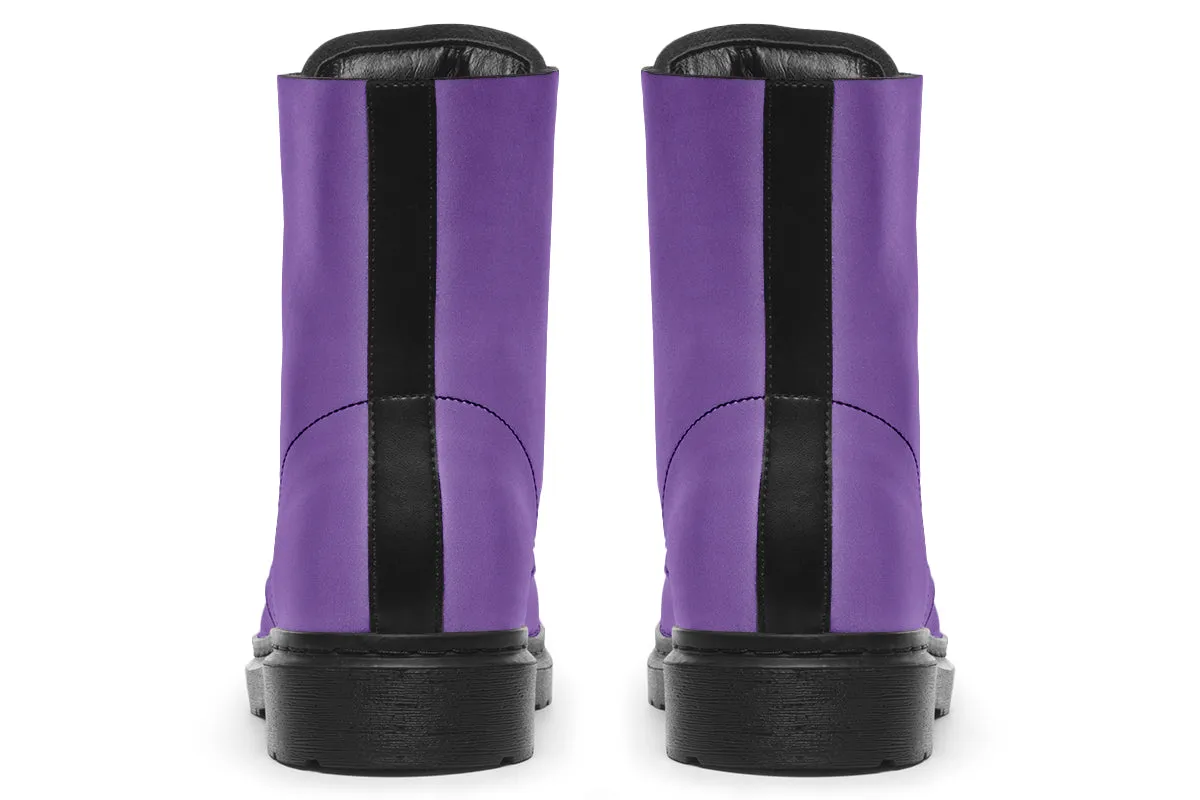 Retro Violet Boots - Vegan Leather Doc-Style Boots with Durable Stitched on Soles