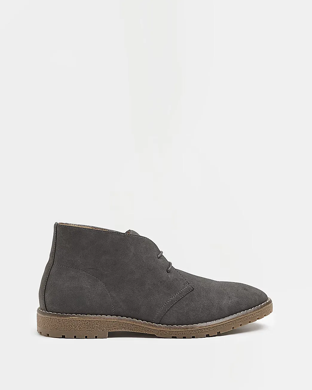 River Island Grey Suedette Mens Desert Boots