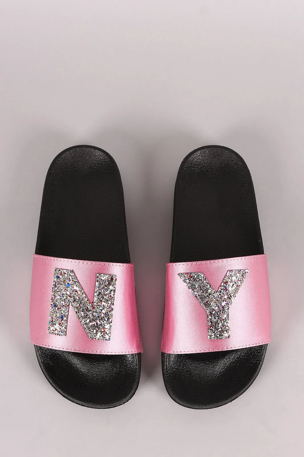 Satin Glittery NY State Slide Sandal