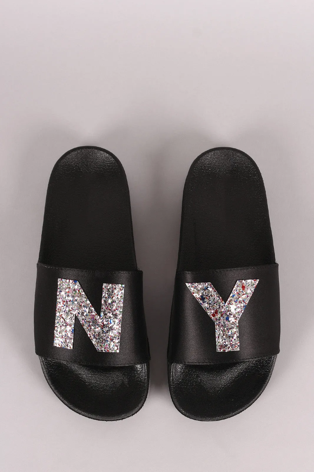 Satin Glittery NY State Slide Sandal