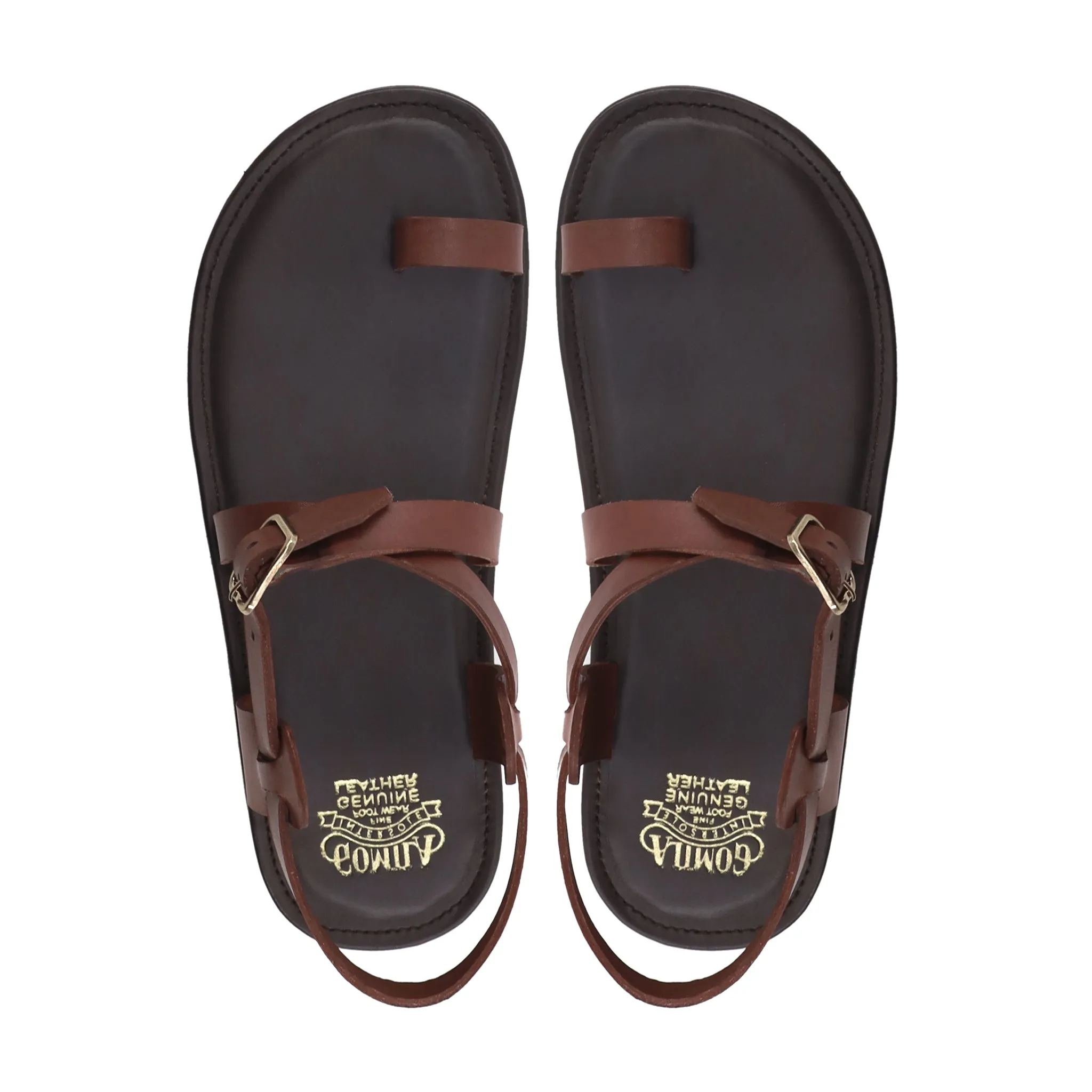 Shuya - Men's Dark Brown Calf Leather Sandal