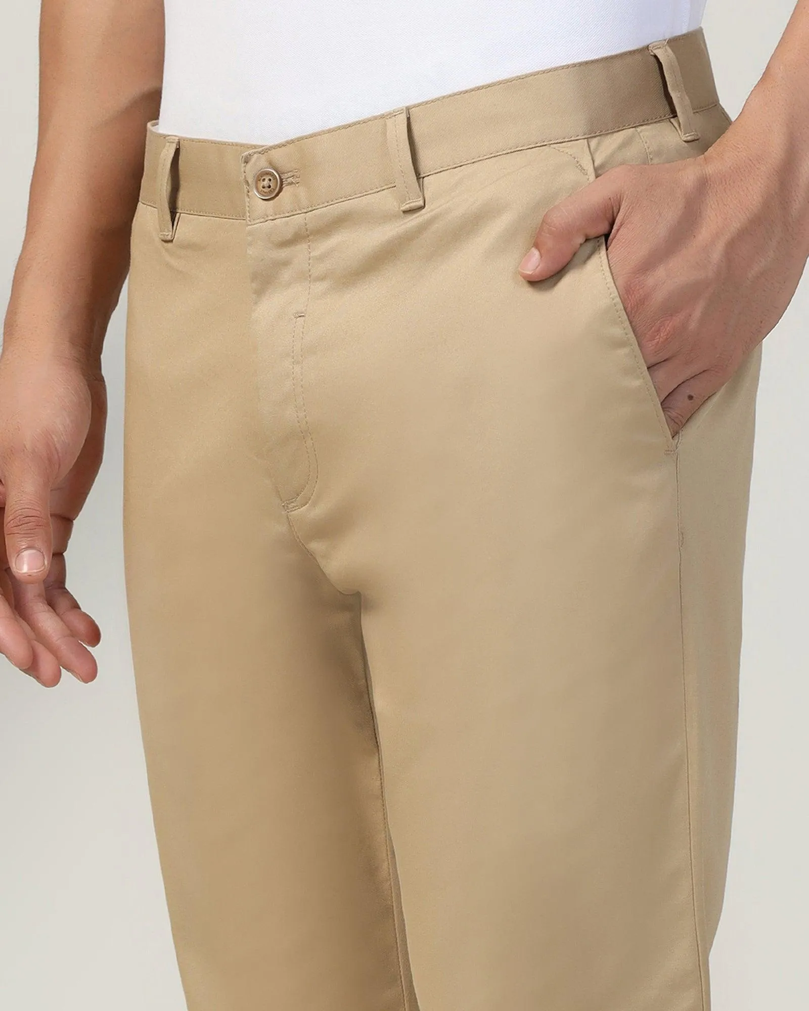 Slim Comfort B-95 Casual Beige Solid Khakis - Marico